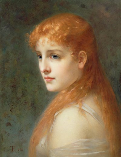 Giovane ragazza con capelli rossi, 1895 da Franz Thone